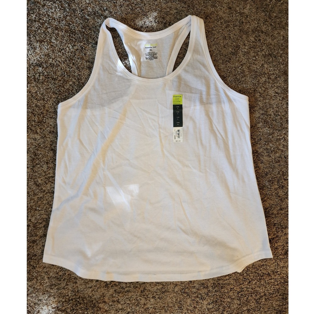 NWT Tek Gear Essential Gear White Racerback Keyhole Workout Tank Top XL